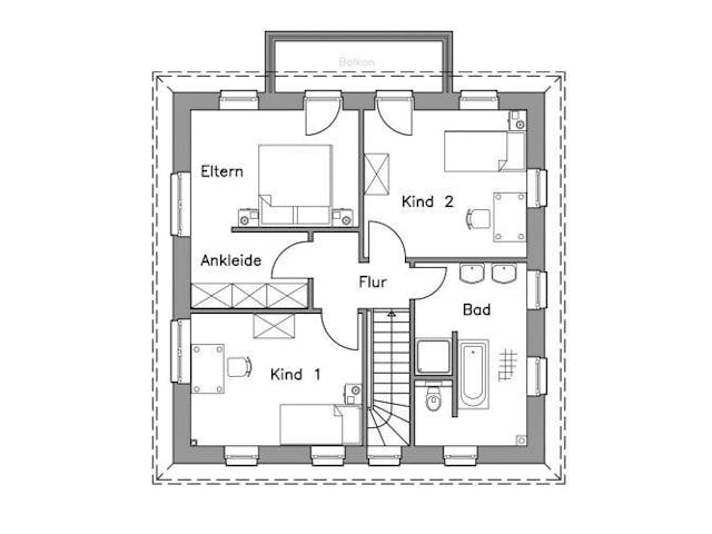 Massivhaus Stadtvilla SV125 Variante K von Baudirekt, Stadtvilla Grundriss 1 Massivhaus Stadtvilla SV125 Variante K von Baudirekt, Stadtvilla Grundriss 1
