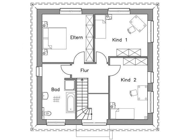 Massivhaus Stadtvilla SV140 Variante T von Baudirekt, Stadtvilla Grundriss 1