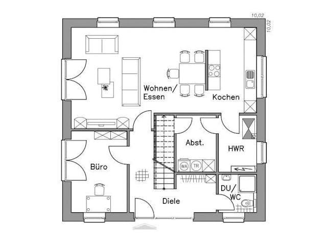 Massivhaus Stadtvilla SV155 Variante T von Baudirekt, Stadtvilla Grundriss 1