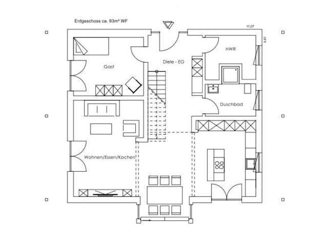 Fertighaus Vitalhaus Oberpframmern von Regnauer Hausbau Schlüsselfertig ab 618925€,  Grundriss 1