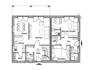Massivhaus Zweifamilienhaus ZH200 Variante K von Baudirekt, Grundriss 2