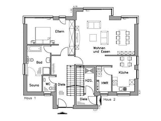Massivhaus Zweifamilienhaus ZH200 Variante M von Baudirekt,  Grundriss 1