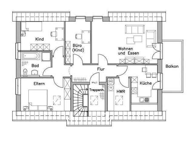 Massivhaus Zweifamilienhaus ZH210 Variante K von Baudirekt,  Grundriss 1