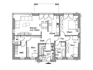 Massivhaus Zweifamilienhaus ZH210 Variante T von Baudirekt, Grundriss 1