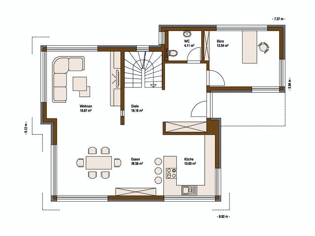 Fertighaus MH EMOTION von Fertighaus WEISS Schlüsselfertig ab 500438€, Pultdachhaus Grundriss 1