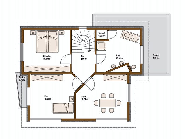 Fertighaus MH EMOTION von Fertighaus WEISS Schlüsselfertig ab 500438€, Pultdachhaus Grundriss 2