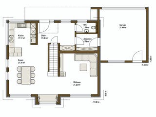 Fertighaus MH LIFE von Fertighaus WEISS Schlüsselfertig ab 418844€, Satteldach-Klassiker Grundriss 1