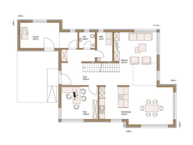Fertighaus MH Mannheim - FUTURE von Fertighaus WEISS Schlüsselfertig ab 551116€, Satteldach-Klassiker Grundriss 1