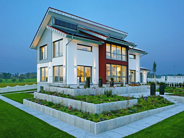 Fertighaus MH STYLE von Fertighaus WEISS Schlüsselfertig ab 609419€, Pultdachhaus Außenansicht 1