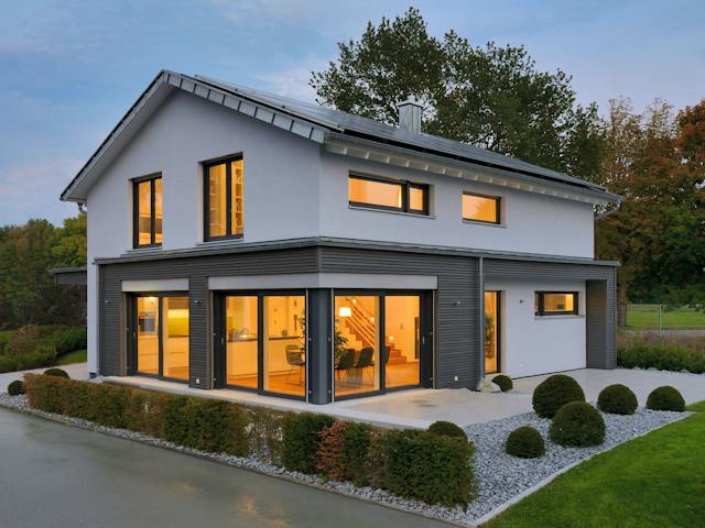 Fertighaus MH Ulm von Fertighaus WEISS Schlüsselfertig ab 553125€, Satteldach-Klassiker Außenansicht 1