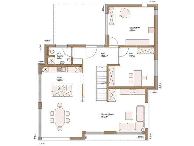 Fertighaus MH Ulm von Fertighaus WEISS Schlüsselfertig ab 531852€, Satteldach-Klassiker Grundriss 1