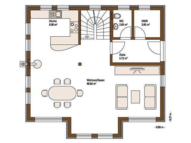 Fertighaus MH VISION von WEISS Holzhaus Schlüsselfertig ab 404492€, Satteldach-Klassiker Grundriss 1