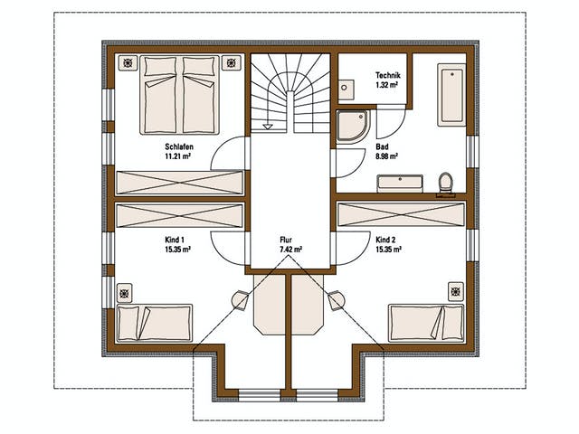 Fertighaus MH VISION von WEISS Holzhaus Schlüsselfertig ab 404492€, Satteldach-Klassiker Grundriss 2