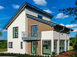 Fertighaus MH Villingen-Schwenningen von Fertighaus WEISS Schlüsselfertig ab 465990€, Pultdachhaus Außenansicht 1