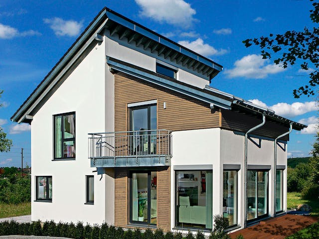 Fertighaus MH Villingen-Schwenningen von WEISS Holzhaus Schlüsselfertig ab 438422€, Pultdachhaus Außenansicht 1
