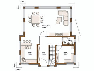 Fertighaus MH Villingen-Schwenningen von WEISS Holzhaus Schlüsselfertig ab 438422€, Pultdachhaus Grundriss 1