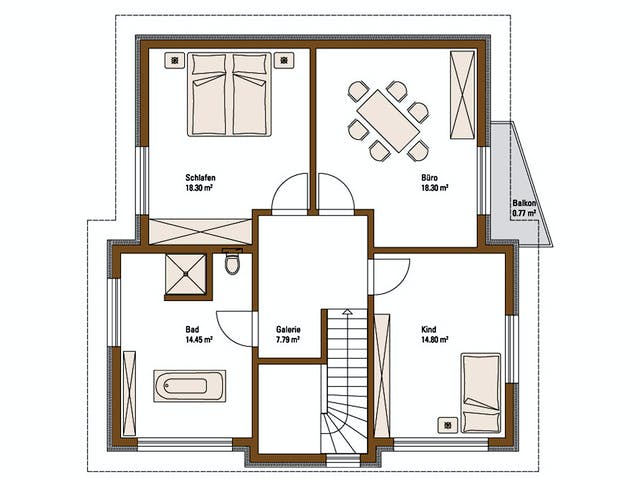 Fertighaus MH Villingen-Schwenningen von WEISS Holzhaus Schlüsselfertig ab 438422€, Pultdachhaus Grundriss 2
