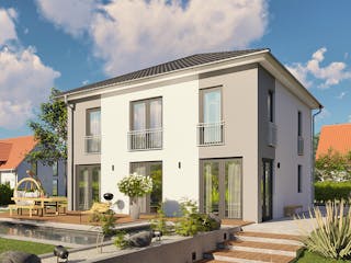 Massivhaus Florenz von MHW Haas Wohnbau, Stadtvilla Außenansicht 1