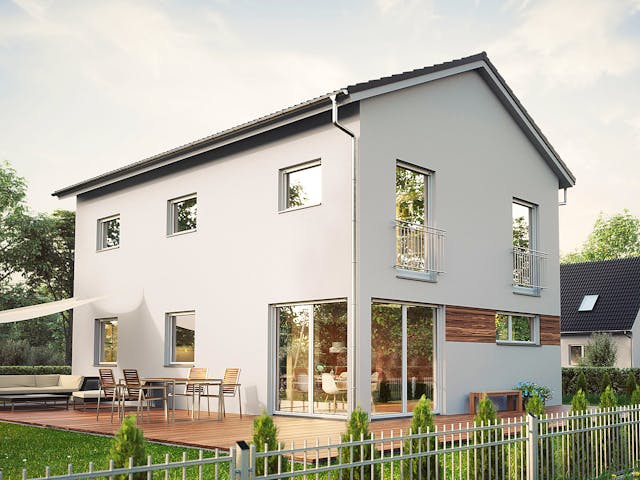 Massivhaus Meran von MHW Haas Wohnbau, Satteldach-Klassiker Außenansicht 1