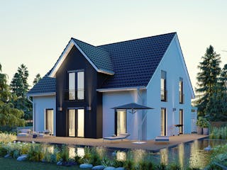 Massivhaus Pisa von MHW Haas Wohnbau, Satteldach-Klassiker Außenansicht 3