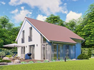 Massivhaus Verona von MHW Haas Wohnbau, Satteldach-Klassiker Außenansicht 1