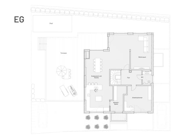 Massivhaus Hanghaus mit Einliegerwohnung und Pool von MYMassivhaus, Stadtvilla Grundriss 1