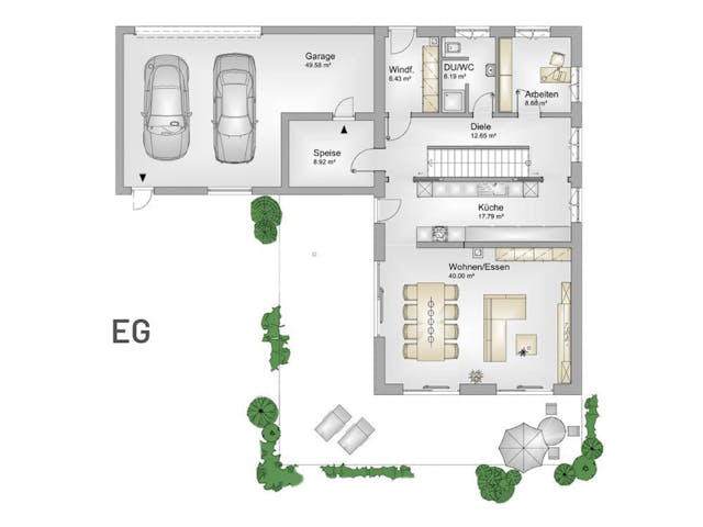 Massivhaus Massivhaus Thumann mit Satteldach und Sauna von MYMassivhaus, Satteldach-Klassiker Grundriss 1