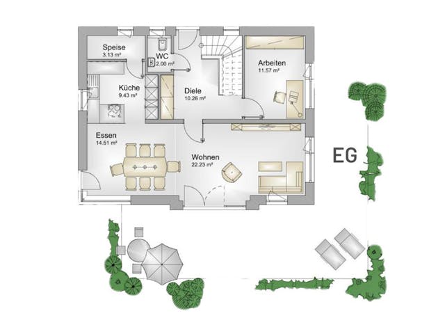 Massivhaus Massivhaus Thumann von MYMassivhaus, Satteldach-Klassiker Grundriss 1