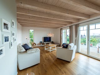 Blockhaus D162 Krastel von Frammelsberger Holzbau, Satteldach-Klassiker Innenansicht 1