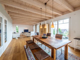 Blockhaus D162 Krastel von Frammelsberger Holzbau, Satteldach-Klassiker Innenansicht 2