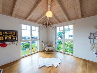 Blockhaus D162 Krastel von Frammelsberger Holzbau, Satteldach-Klassiker Innenansicht 5