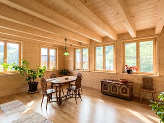 Blockhaus B420 Montigel von Frammelsberger Holzbau, Blockhaus Innenansicht 4