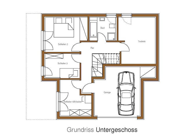 Fertighaus Haus England von Naturholzhaus Bayern, Pultdachhaus Grundriss 1