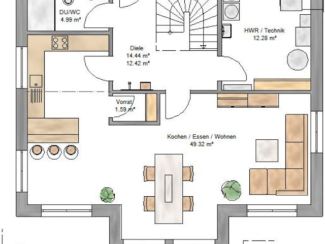Fertighaus New Edition 159 von Suckfüll Energiesparhaus Schlüsselfertig ab 378100€, Satteldach-Klassiker Grundriss 1