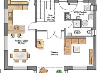 Fertighaus New Edition 179 von Suckfüll Energiesparhaus Schlüsselfertig ab 451350€, Satteldach-Klassiker Grundriss 1