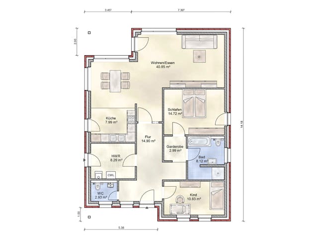 Massivhaus Boostedt von Nissen Massivhaus, Bungalow Grundriss 1