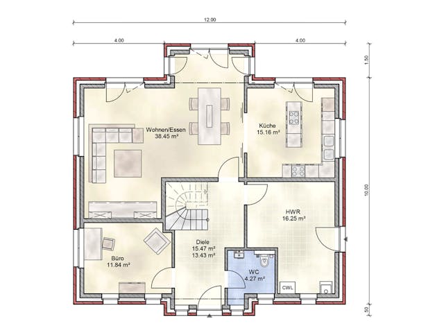 Massivhaus Brügge von Nissen Massivhaus, Stadtvilla Grundriss 1