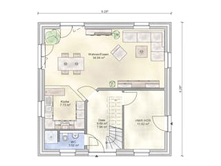 Massivhaus Fockbel von Nissen Massivhaus, Stadtvilla Grundriss 1