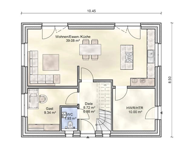 Massivhaus Landwehr von Nissen Massivhaus, Satteldach-Klassiker Grundriss 1