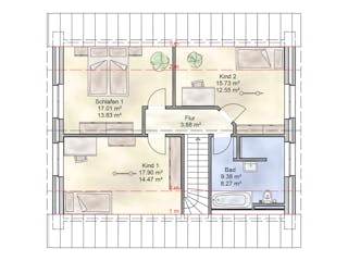 Massivhaus Landwehr von Nissen Massivhaus, Satteldach-Klassiker Grundriss 2