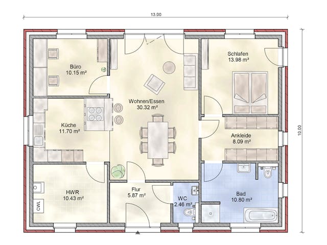 Massivhaus Schleswig von Nissen Massivhaus, Bungalow Grundriss 1