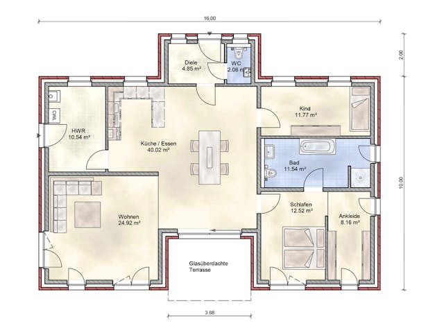 Massivhaus Schwedeneck von Nissen Massivhaus, Bungalow Grundriss 1 Massivhaus Schwedeneck von Nissen Massivhaus, Bungalow Grundriss 1
