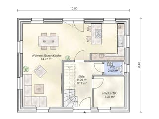 Massivhaus Westensee von Nissen Massivhaus, Satteldach-Klassiker Grundriss 1