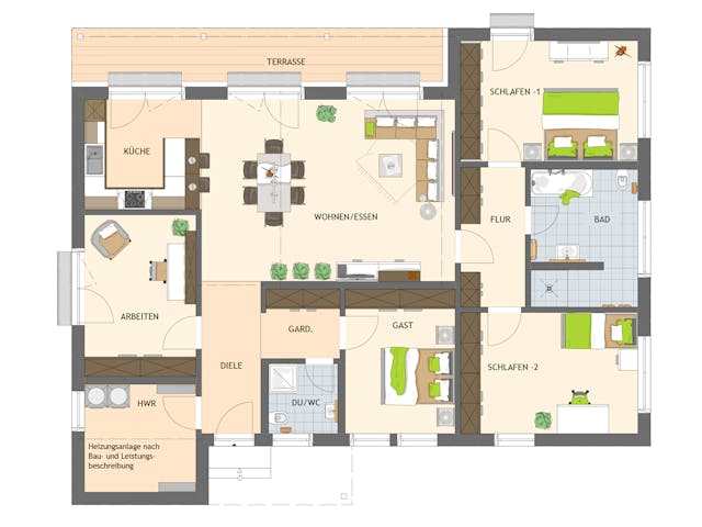 Fertighaus NIVO 140W von FingerHaus Schlüsselfertig ab 384066€, Bungalow Grundriss 1 Fertighaus NIVO 140W von FingerHaus Schlüsselfertig ab 384066€, Bungalow Grundriss 1