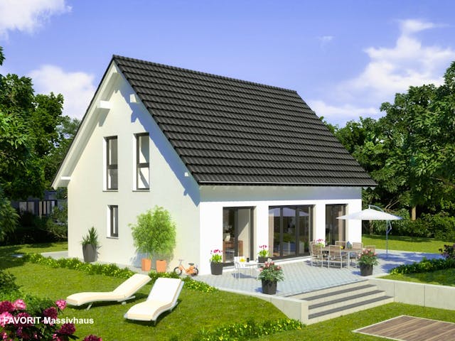 Massivhaus Noblesse 126 von FAVORIT Massivhaus Schlüsselfertig ab 295430€, Satteldach-Klassiker Außenansicht 1 Massivhaus Noblesse 126 von FAVORIT Massivhaus Schlüsselfertig ab 295430€, Satteldach-Klassiker Außenansicht 1