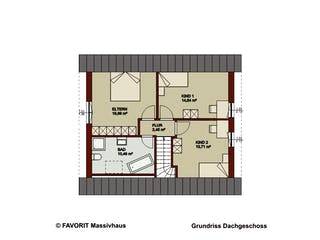 Massivhaus Noblesse 126 von FAVORIT Massivhaus Schlüsselfertig ab 295430€, Satteldach-Klassiker Grundriss 2