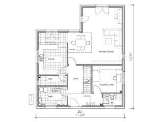 Massivhaus Bauhaus B-180 von NURDA-Hausbau Schlüsselfertig ab 339850€, Cubushaus Grundriss 1