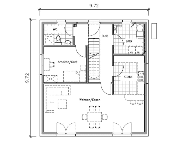Massivhaus Stadthaus S-150 von NURDA-Hausbau Schlüsselfertig ab 275800€, Stadtvilla Grundriss 1