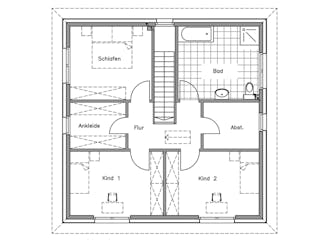 Massivhaus Stadthaus S-150 von NURDA-Hausbau Schlüsselfertig ab 275800€, Stadtvilla Grundriss 2