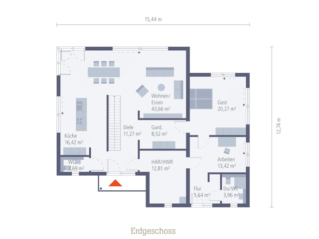 Fertighaus Musterhaus Günzburg von OKAL Haus Schlüsselfertig ab 664900€, Satteldach-Klassiker Grundriss 1